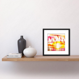 Abstract Wheat Field Nature Landscape Sunset Bright Watercolour Yellow Pink Red Orange Square Wooden Framed Wall Art Print Picture 8X8 Inch - thumbnail 3