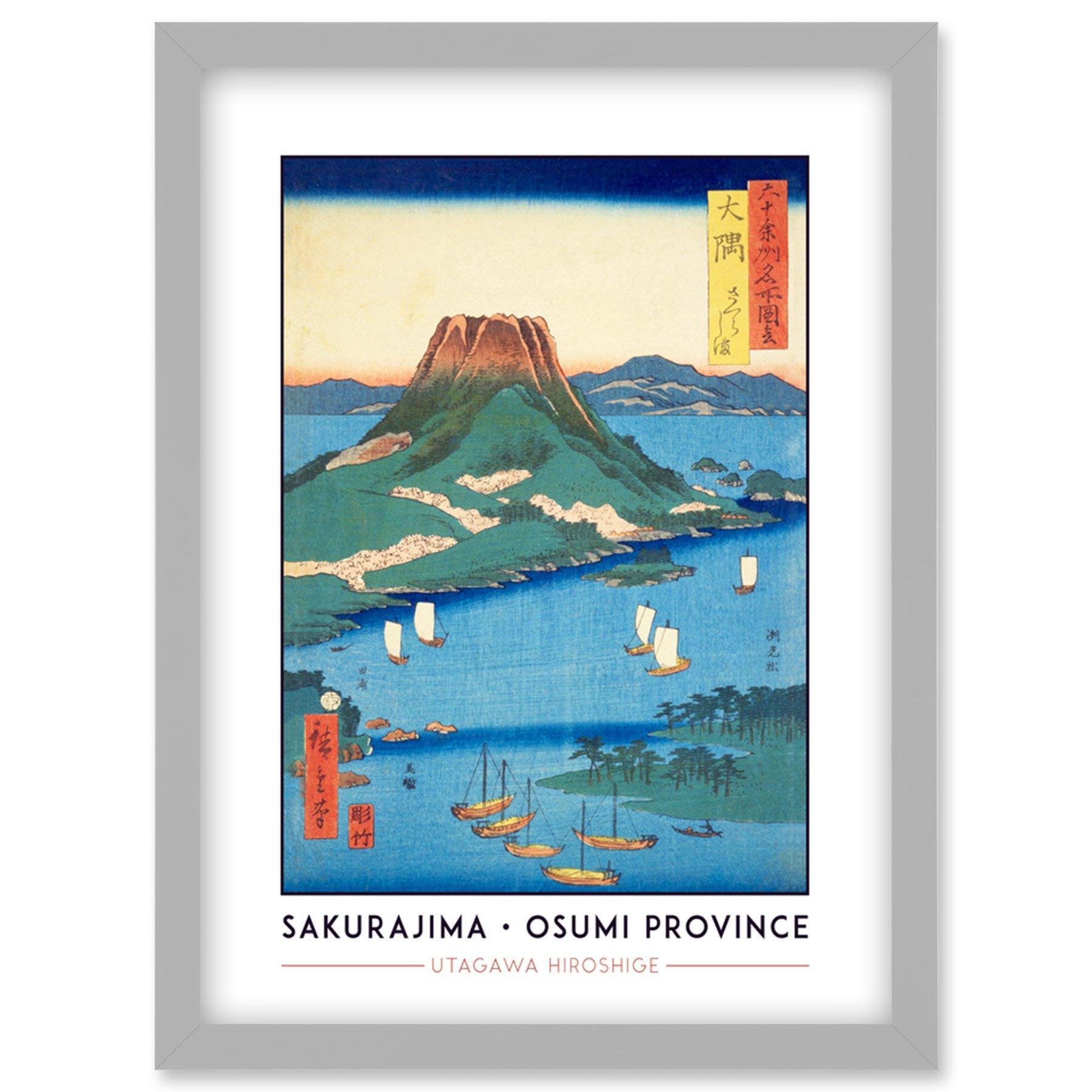 Sakurajima Osumi Province Utagawa Hiroshige Japan Woodblock Classic Collection Artwork Framed Wall Art Print A4 - image 1