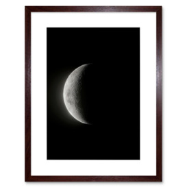 Lunar Phases Moon Waning Crescent Space Astronomy Artwork Framed Wall Art Print 9X7 Inch