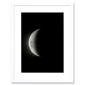 Lunar Phases Moon Waning Crescent Space Astronomy Artwork Framed Wall Art Print 9X7 Inch - thumbnail 1