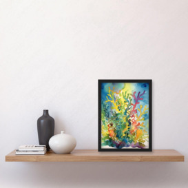 Staghorn Coral Reef Folk Art Artwork Framed Wall Art Print A4 - thumbnail 3