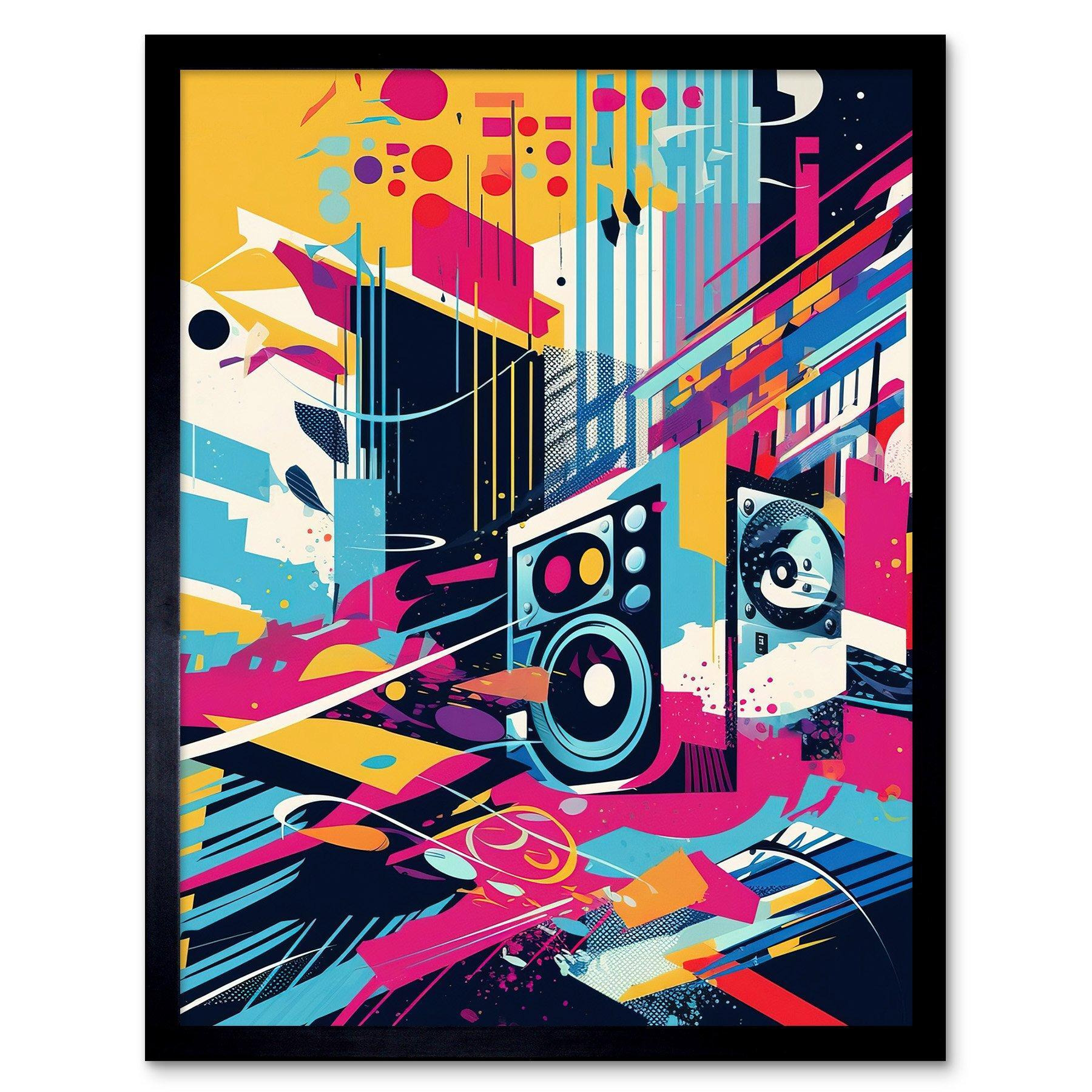 Wall Art Print Bass Blast Music Subwoofer Speaker Abstract Colour Soundscape Frequency Modern Artwork Art Framed - image 1