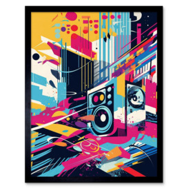 Wall Art Print Bass Blast Music Subwoofer Speaker Abstract Colour Soundscape Frequency Modern Artwork Art Framed - thumbnail 1