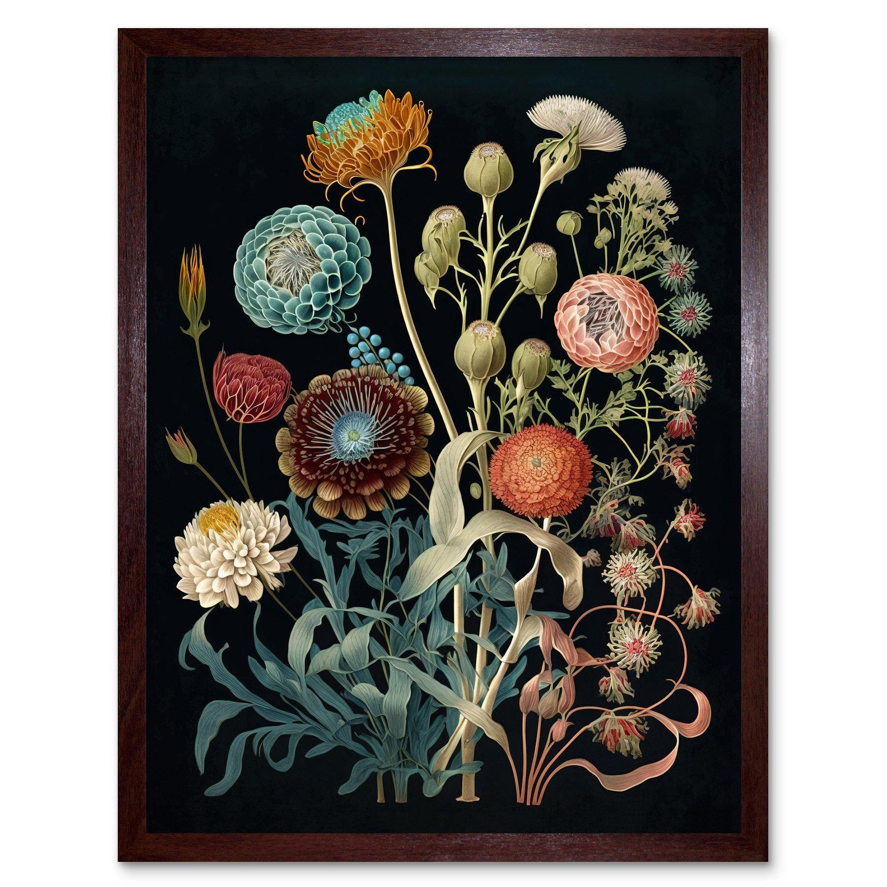 Vintage Botanical Ernst Haeckel Style Plant Study Modern Watercolour Painting Illustration Art Print Framed Poster Wall Decor 12x16 inch - image 1