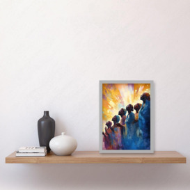 Female Gospel Choir Group Singing Hymns Modern Watercolour Painting Artwork Framed Wall Art Print A4 - thumbnail 3