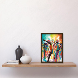 Happy Audience People Dancing to the Beat at Live Concert Gig Modern Rainbow Illustration Artwork Framed Wall Art Print A4 - thumbnail 2