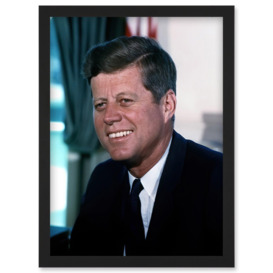 US President John F Kennedy Portrait Photo Artwork Framed Wall Art Print A4 - thumbnail 1
