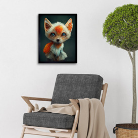 The Blue Eyed Fox Cute Portrait Photo Painting Art Print Framed Poster Wall Decor 12x16 inch - thumbnail 2