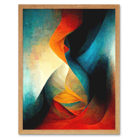 Abstract Modern Acrylic Painting Organic Red Blue Orange Art Print Framed Poster Wall Decor 12x16 inch - thumbnail 1