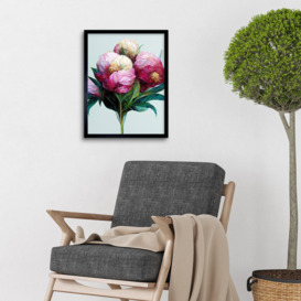 Wall Art Print Modern Realistic Pink And White Peony Flowers Art Framed - thumbnail 2