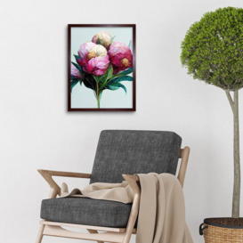 Wall Art Print Modern Realistic Pink And White Peony Flowers Art Framed - thumbnail 3