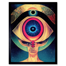 Third Eye Psychic Alien Contact Universe Secrets Sun Eclipse Art Print Framed Poster Wall Decor 12x16 inch - thumbnail 1