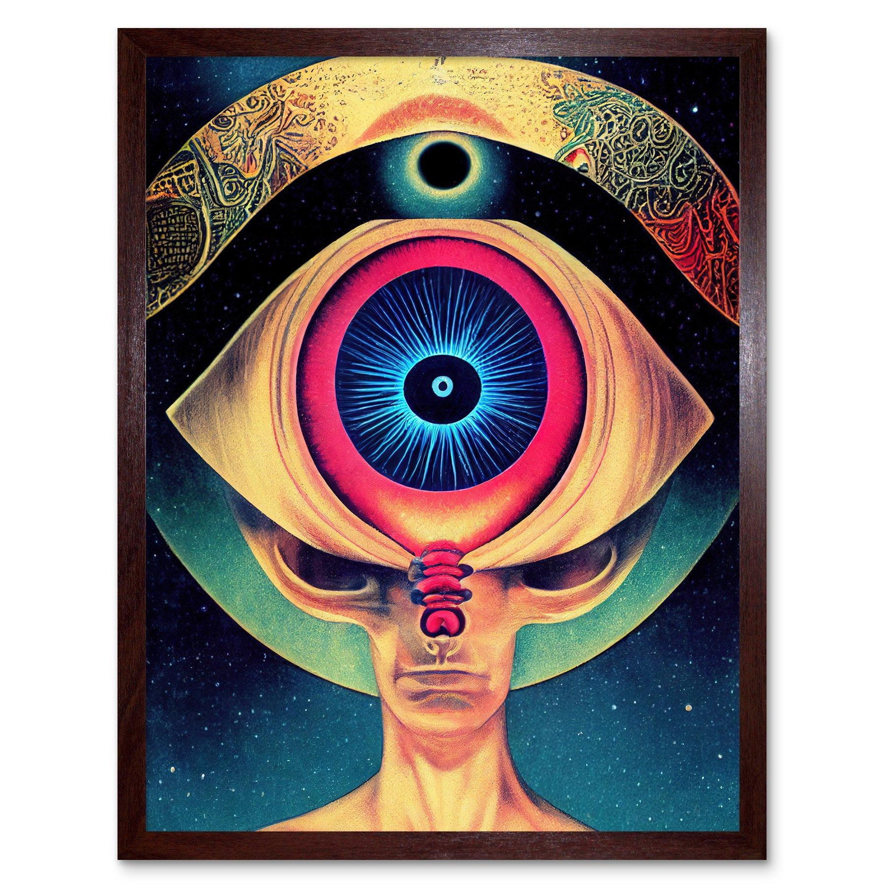Third Eye Psychic Alien Contact Universe Secrets Sun Eclipse Art Print Framed Poster Wall Decor 12x16 inch - image 1