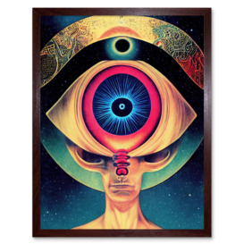 Third Eye Psychic Alien Contact Universe Secrets Sun Eclipse Art Print Framed Poster Wall Decor 12x16 inch