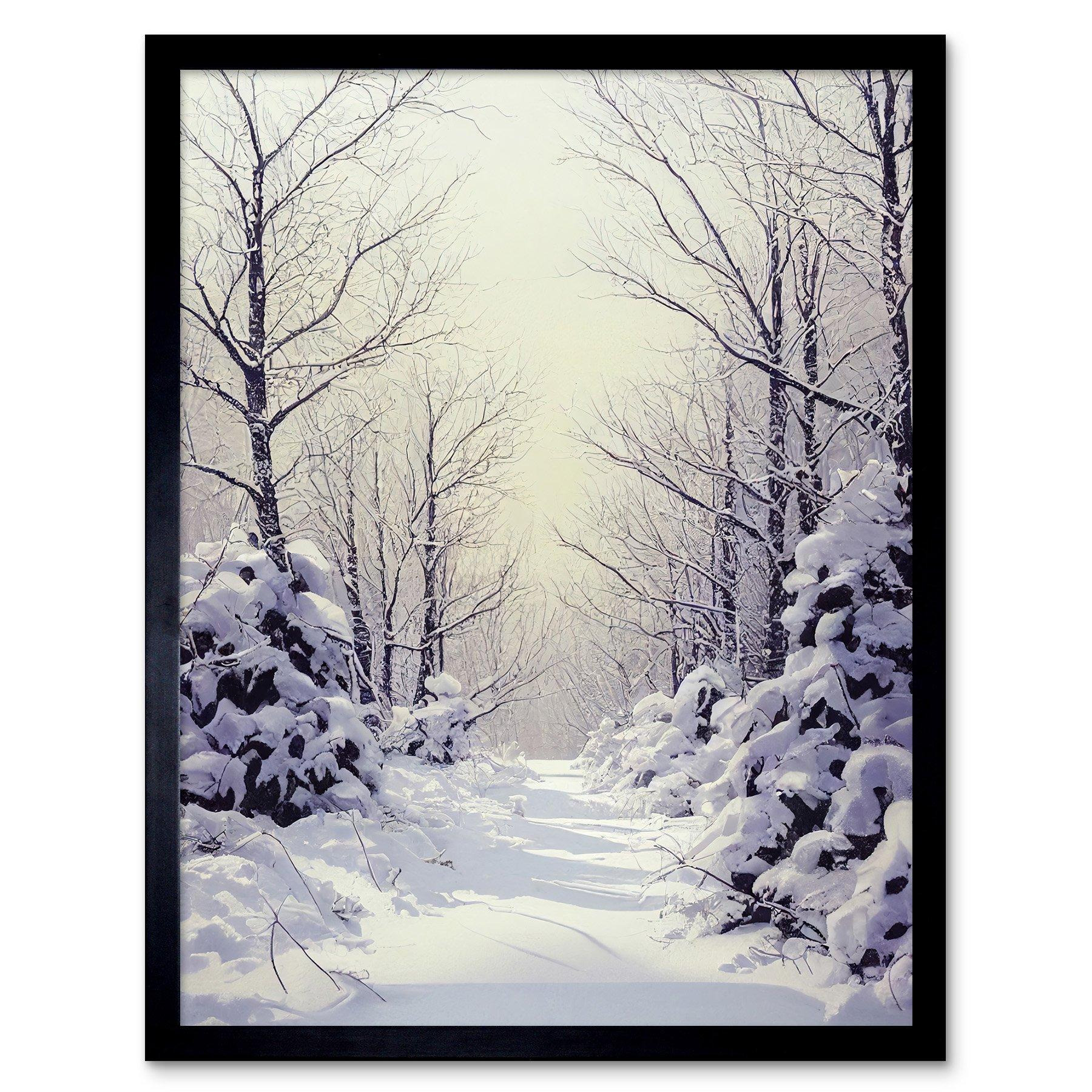 Snowed In Again Winter Tranquil Landscape Art Print Framed Poster Wall Decor 12x16 inch - image 1