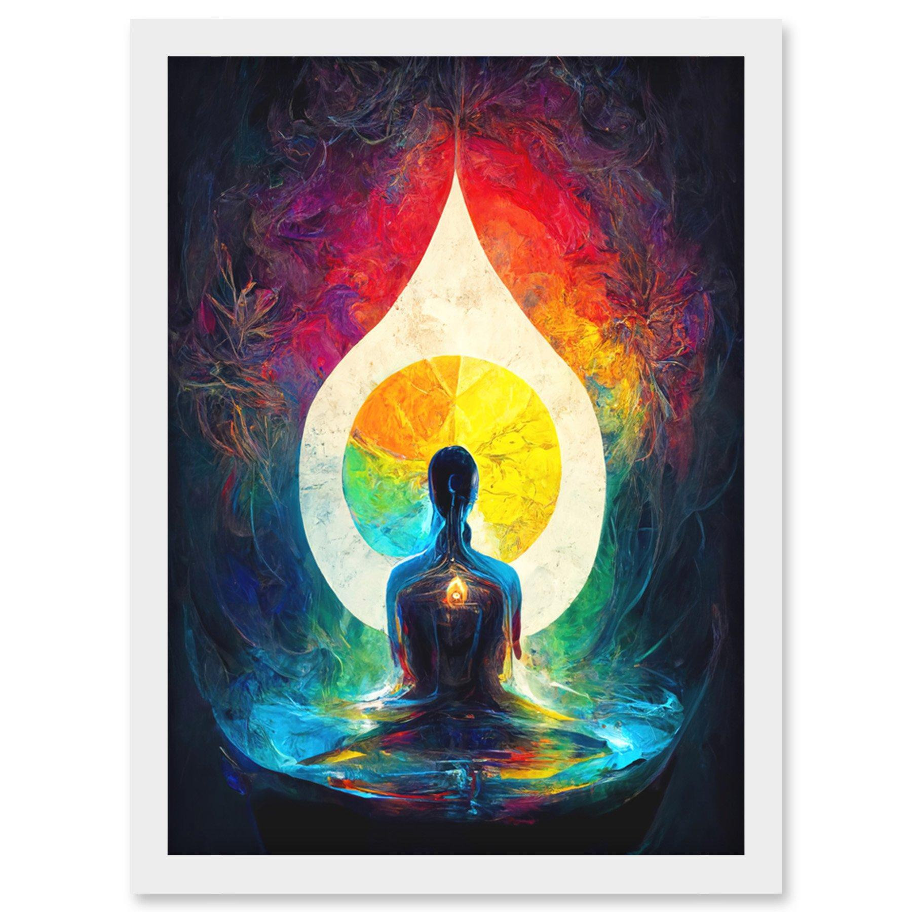 7 Chakra Meditation Energy Rainbow Relaxation Artwork Framed Wall Art Print A4 - image 1