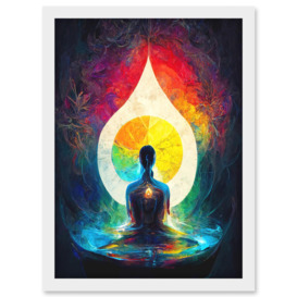7 Chakra Meditation Energy Rainbow Relaxation Artwork Framed Wall Art Print A4 - thumbnail 1