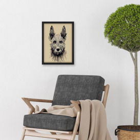 Portrait Of A Terrier Dog Cute Illustration On Tan Artwork Framed Wall Art Print A4 - thumbnail 2