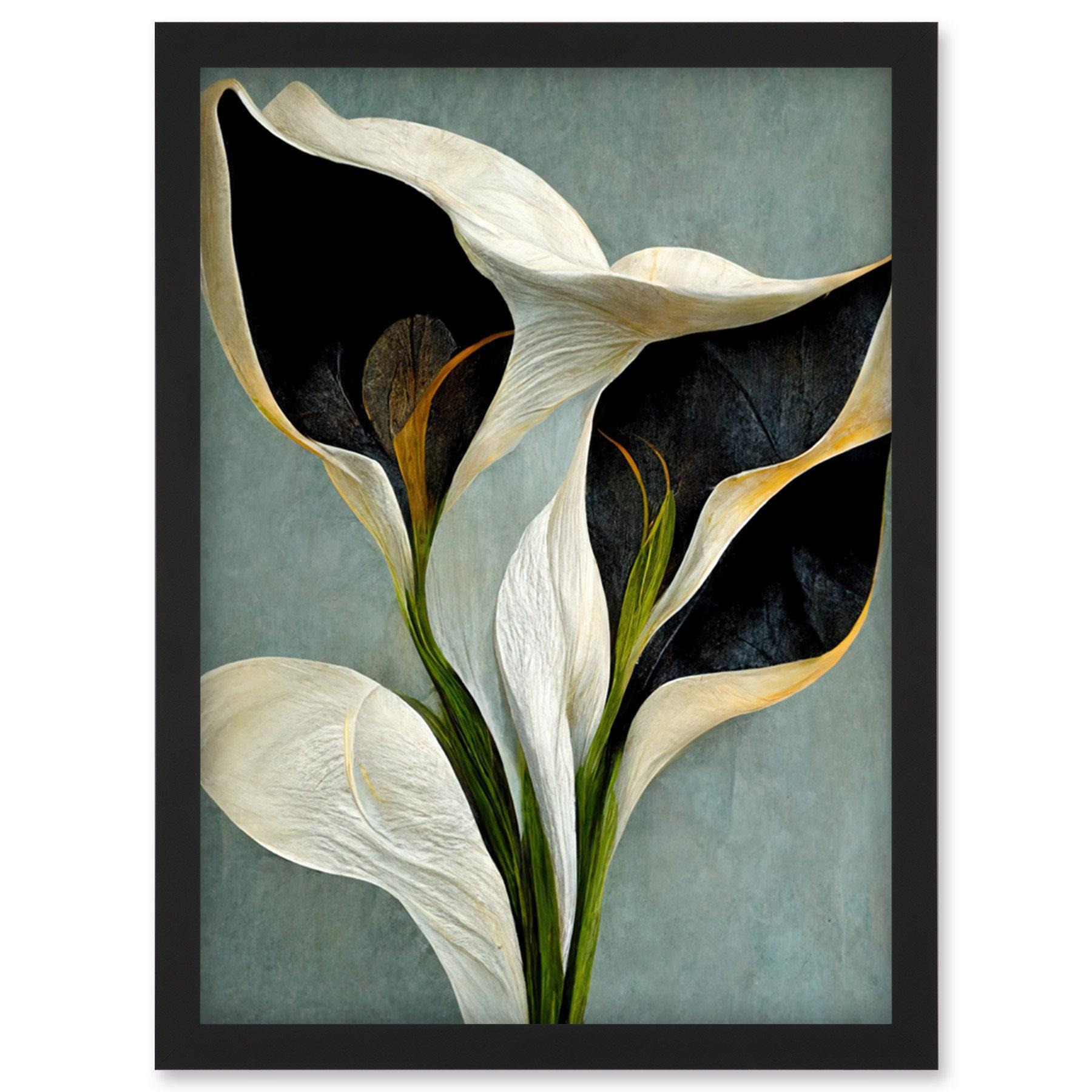 White Calla Lily Flower Pistil Bouquet Elegant Artwork Framed Wall Art Print A4 - image 1