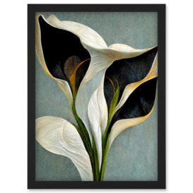 White Calla Lily Flower Pistil Bouquet Elegant Artwork Framed Wall Art Print A4 - thumbnail 1