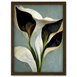 White Calla Lily Flower Pistil Bouquet Elegant Artwork Framed Wall Art Print A4