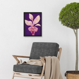 Purple Orchid Plum Pink Artwork Framed Wall Art Print A4 - thumbnail 3