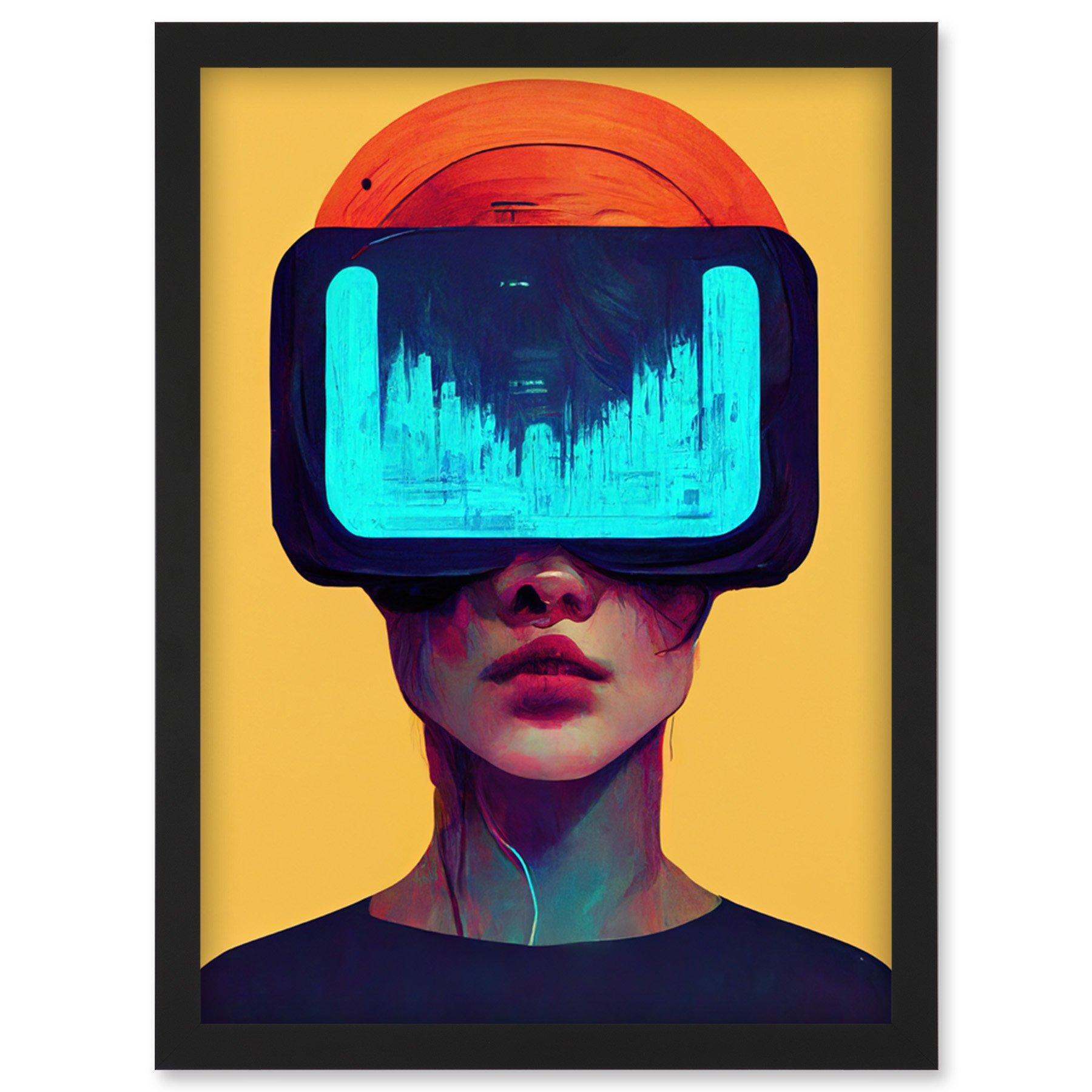 Funky Virtual Reality Gamer Kids Artwork Framed Wall Art Print A4 - image 1