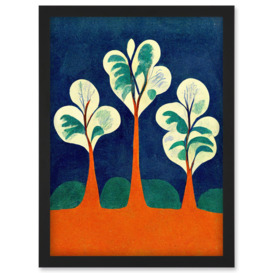 Henri Matisse Style Trees Fauvist Orange And Blue Artwork Framed Wall Art Print A4 - thumbnail 1