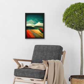 Modern Semi-Abstract Colourful Landscape Artwork Framed Wall Art Print A4 - thumbnail 3