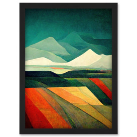 Modern Semi-Abstract Colourful Landscape Artwork Framed Wall Art Print A4 - thumbnail 1