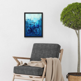 Single Blue Bicycle Modern Artwork Framed Wall Art Print A4 - thumbnail 3