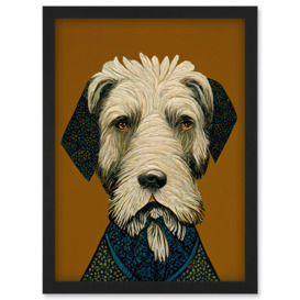 William Morris Style Terrier Dog Illustration Vintage Artwork Framed Wall Art Print A4