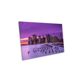 New York City Violet Sunset Canvas Wall Art Picture Print - thumbnail 1