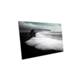 The Black Beach Coast Ocean Canvas Wall Art Picture Print