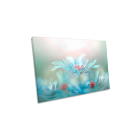 Fantasy Flowers Floral Blue Canvas Wall Art Picture Print - thumbnail 1