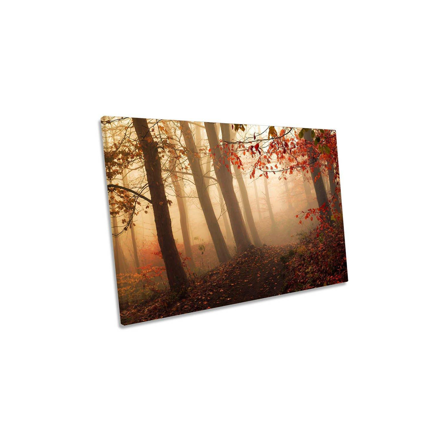 Towards the Light Red Forest Canvas Wall Art Picture Print - image 1