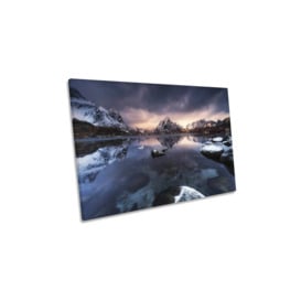 Winter Light Mountains Snow Landscape Canvas Wall Art Picture Print