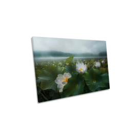 The Morning Rain Water Lilies Canvas Wall Art Picture Print - thumbnail 1