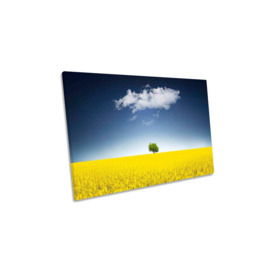Surreal Canola Yellow Field Tree Landscape Canvas Wall Art Picture Print