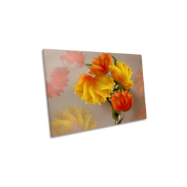 Four Tulips Floral Flowers Canvas Wall Art Picture Print - thumbnail 1