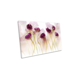 Purple Tulips Floral Flowers Blossom Canvas Wall Art Picture Print