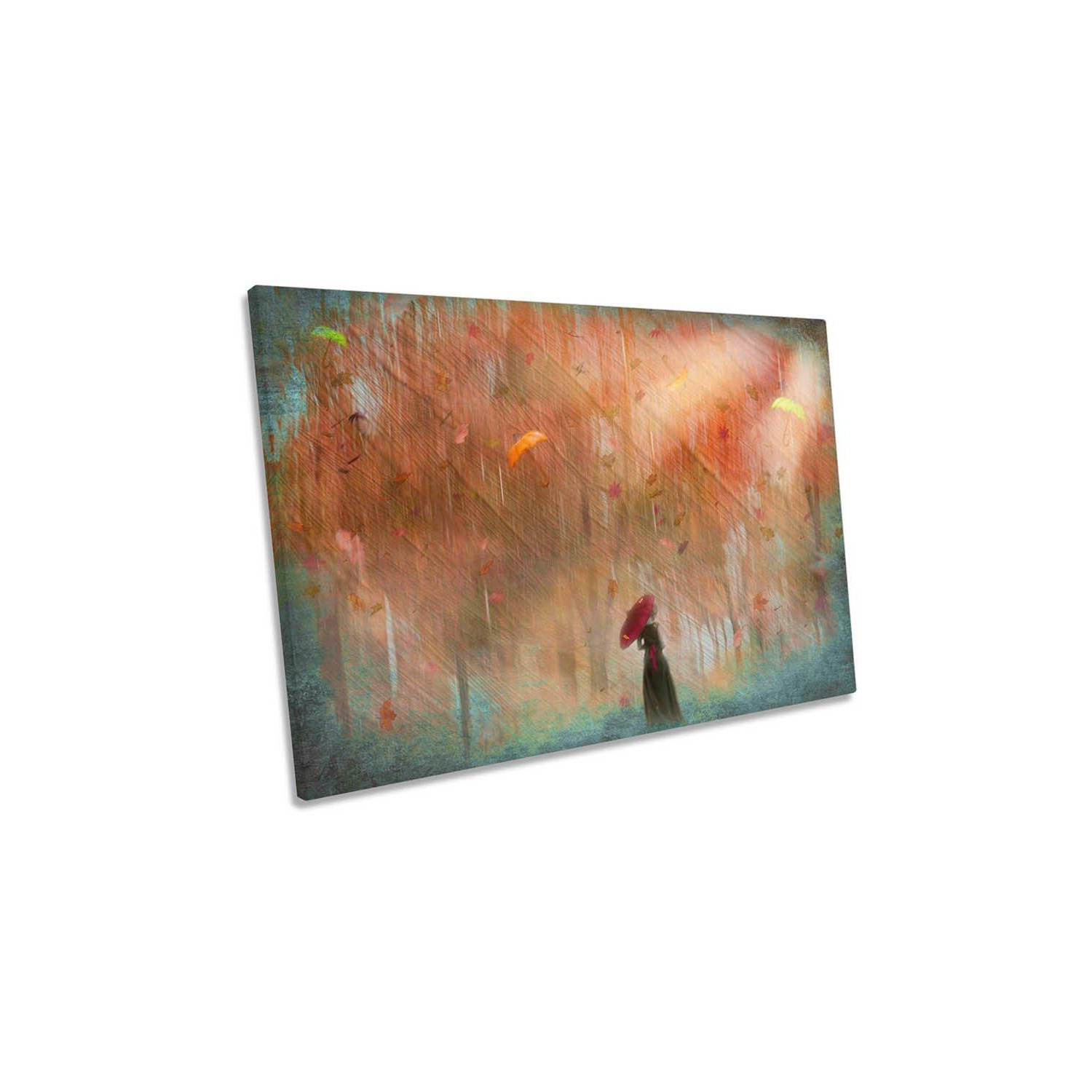 Abstract Umbrellas Modern Autumn Canvas Wall Art Picture Print - image 1