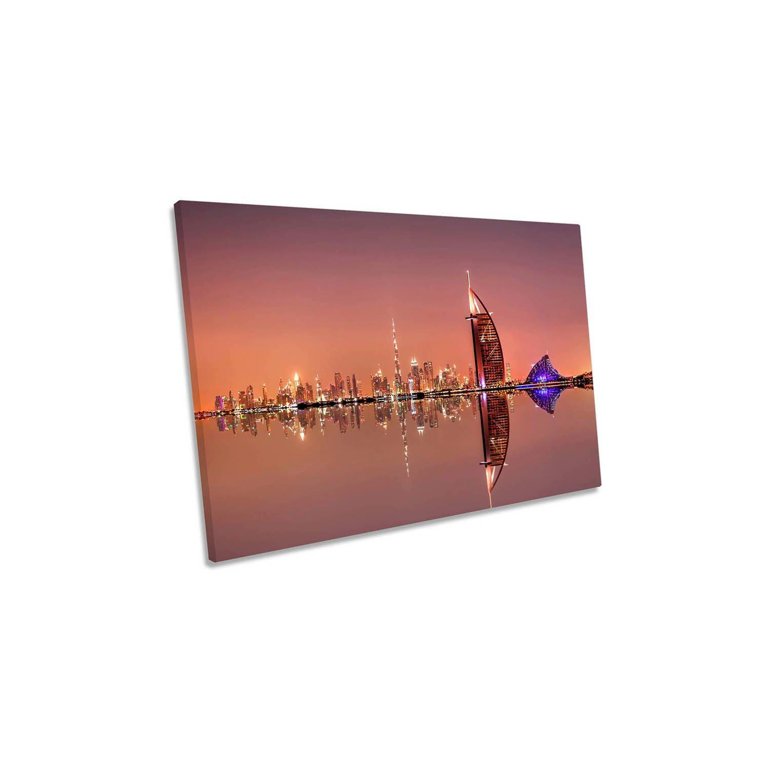 Night Colour of Dubai City Canvas Wall Art Picture Print - image 1