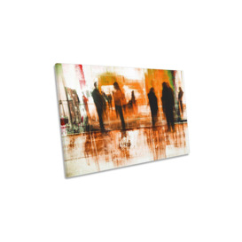 The Gathering Orange Abstract Canvas Wall Art Picture Print - thumbnail 1