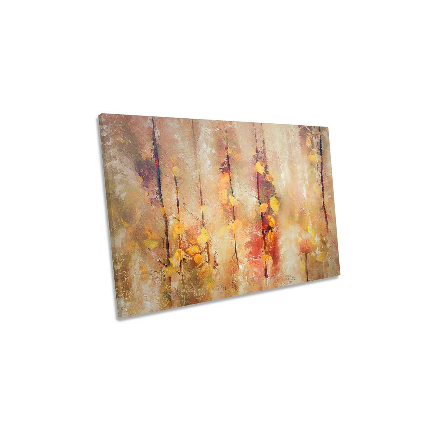 Dreamy Colours Floral Autumn Abstract Canvas Wall Art Picture Print - image 1