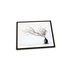 Vase and Branch Floral Minimalistic Framed Art Print Picture Wall Artwork - (W)89cm x (H)64cm