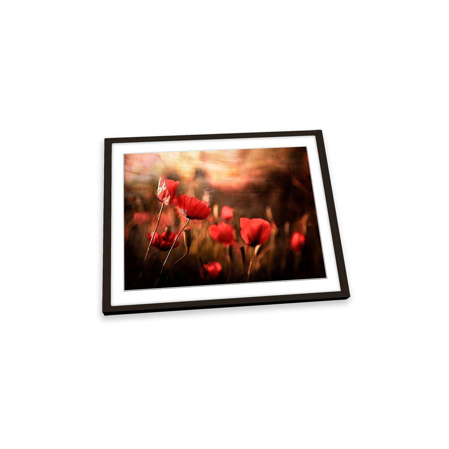 Morning Air Red Poppy Flowers Floral Framed Art Print Picture Wall Artwork - (W)89cm x (H)64cm - image 1