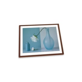 Out of the Vase Flower Blue Framed Art Print Picture Wall Artwork - (W)47cm x (H)35cm