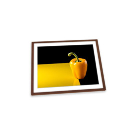 Discovering Yellow Pepper Kitchen Framed Art Print Picture Wall Artwork - (W)35cm x (H)26cm