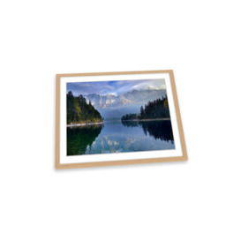 October Days Mountain Landscape Lake Framed Art Print Picture Wall Artwork - (W)35cm x (H)26cm